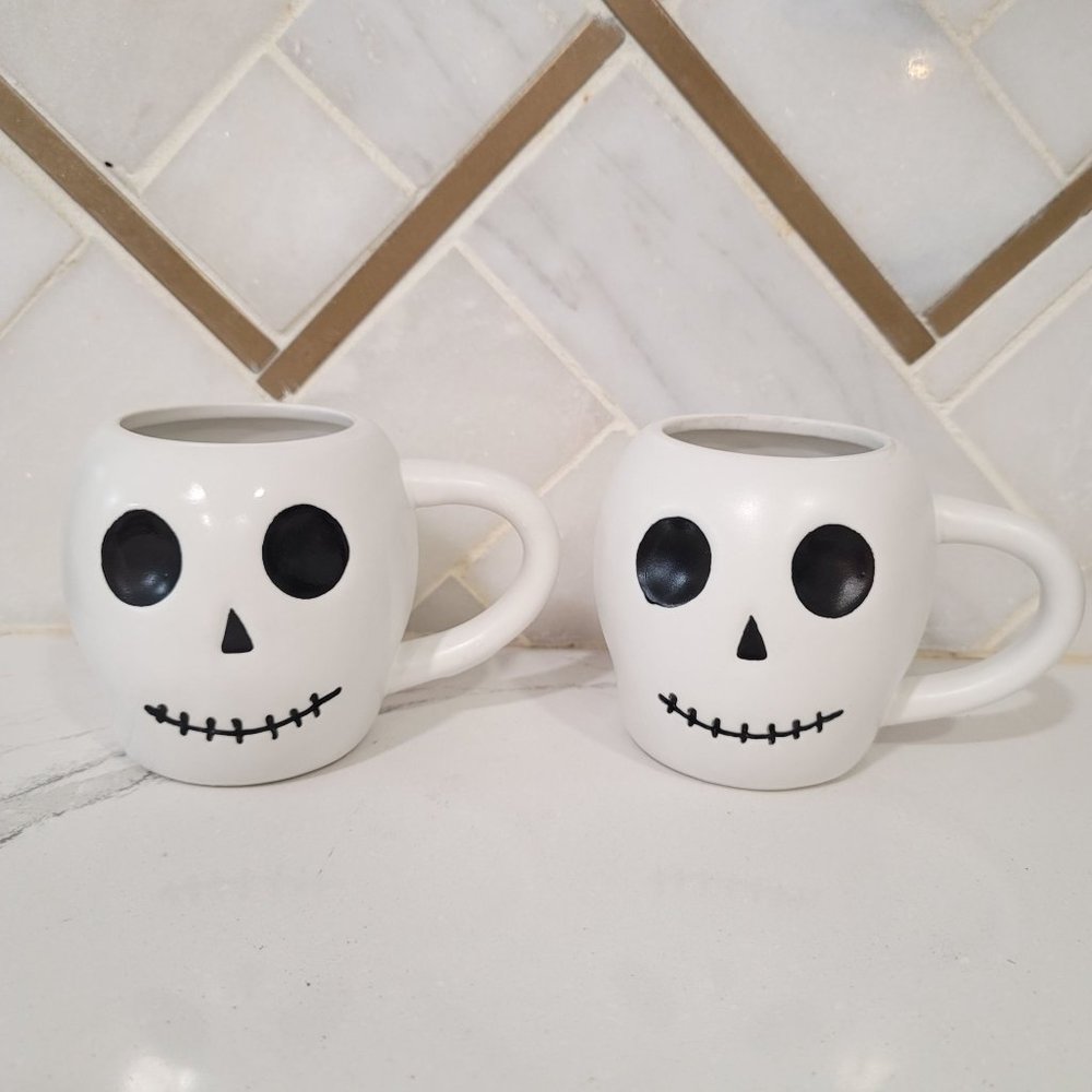 Target 12oz Stoneware Skull Figural Mug Spritz halloween scary zombie horror x2
